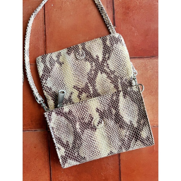 Hobo Jetty Genuine Leather Sand Snakeskin Convertible Crossbody Bag GUC - Picture 8 of 8